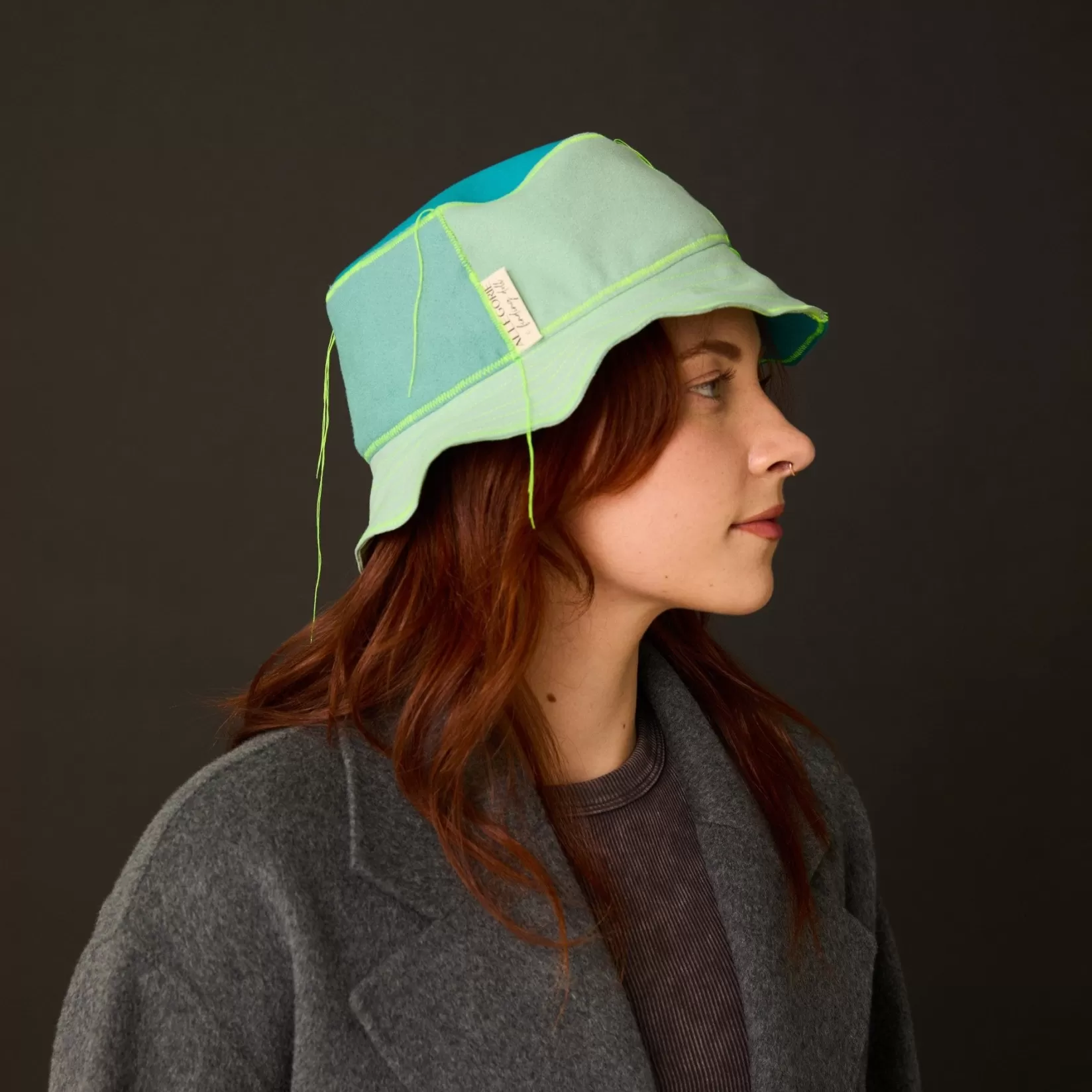 Cheap Allégorie A x F: Color-Blocked Bucket Hat, "Forever Green"